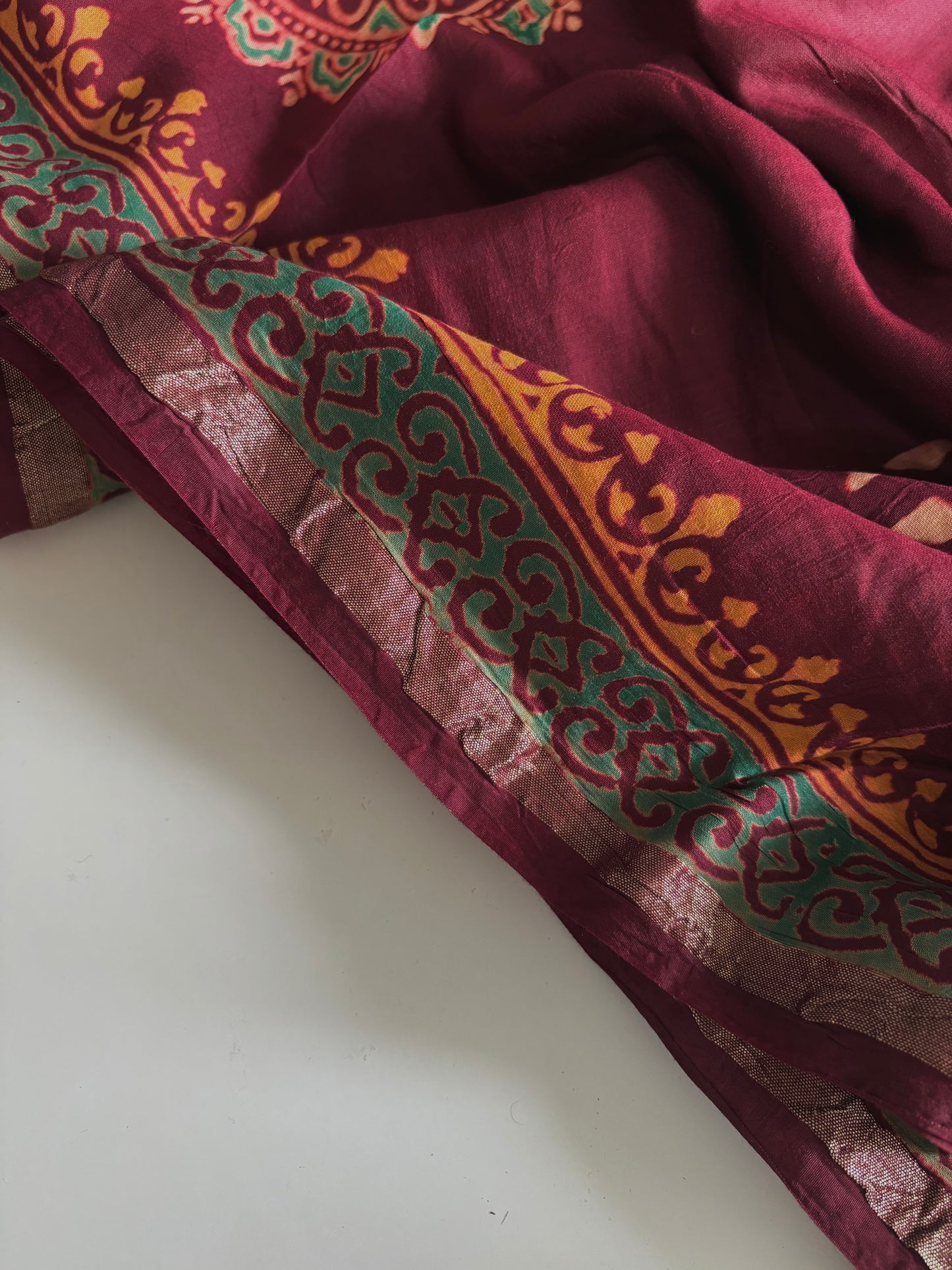 Pure Chanderi Cotton Ajrakh print saree