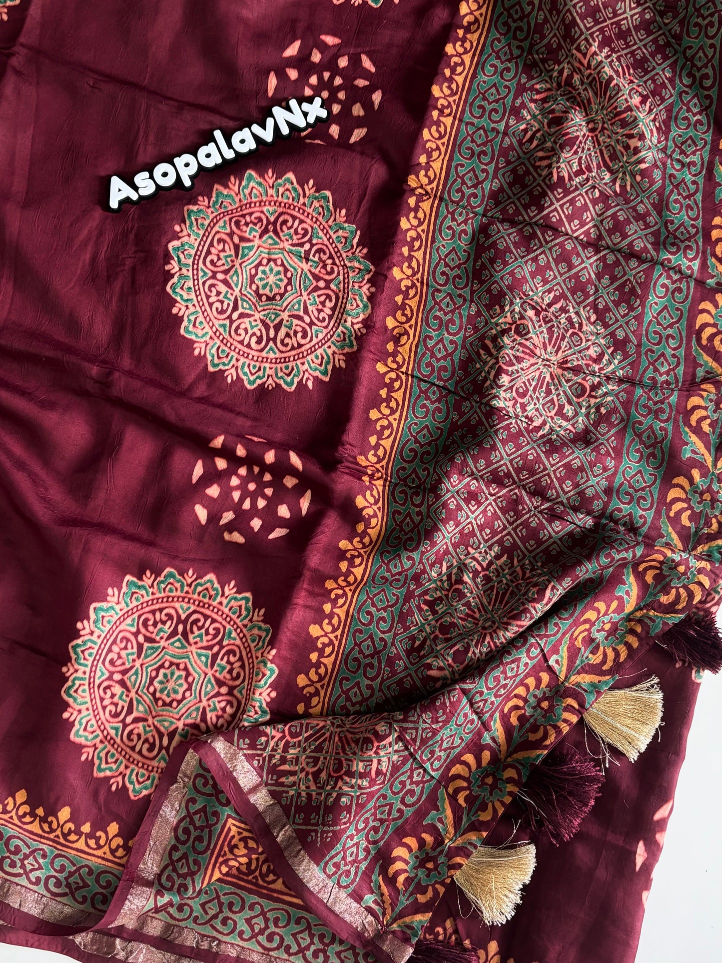 Pure Chanderi Cotton Ajrakh print saree