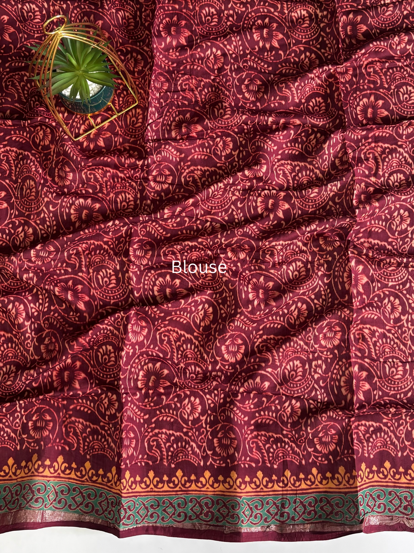 Pure Chanderi Cotton Ajrakh print saree