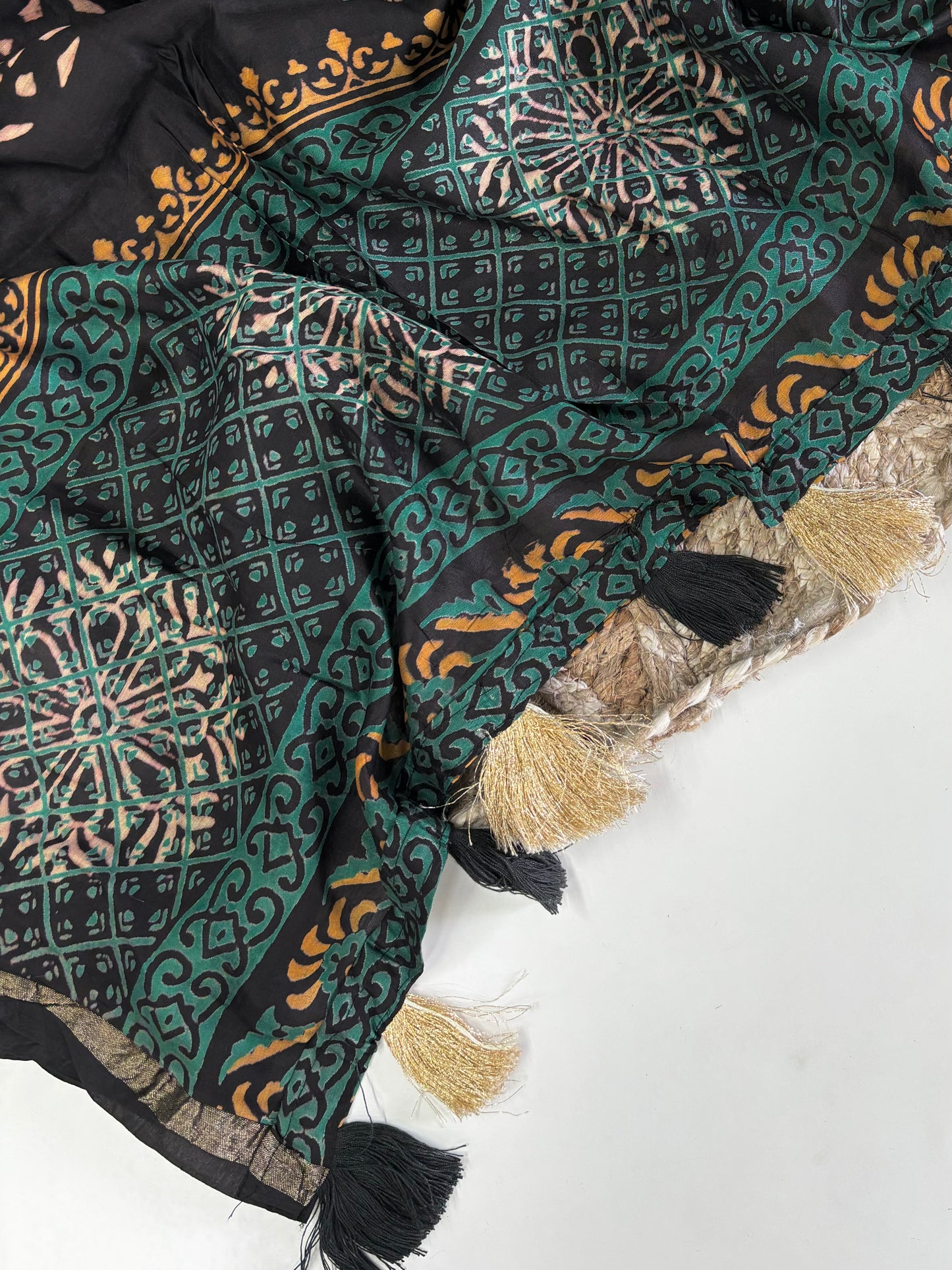 Chanderi Cotton Ajrakh print saree
