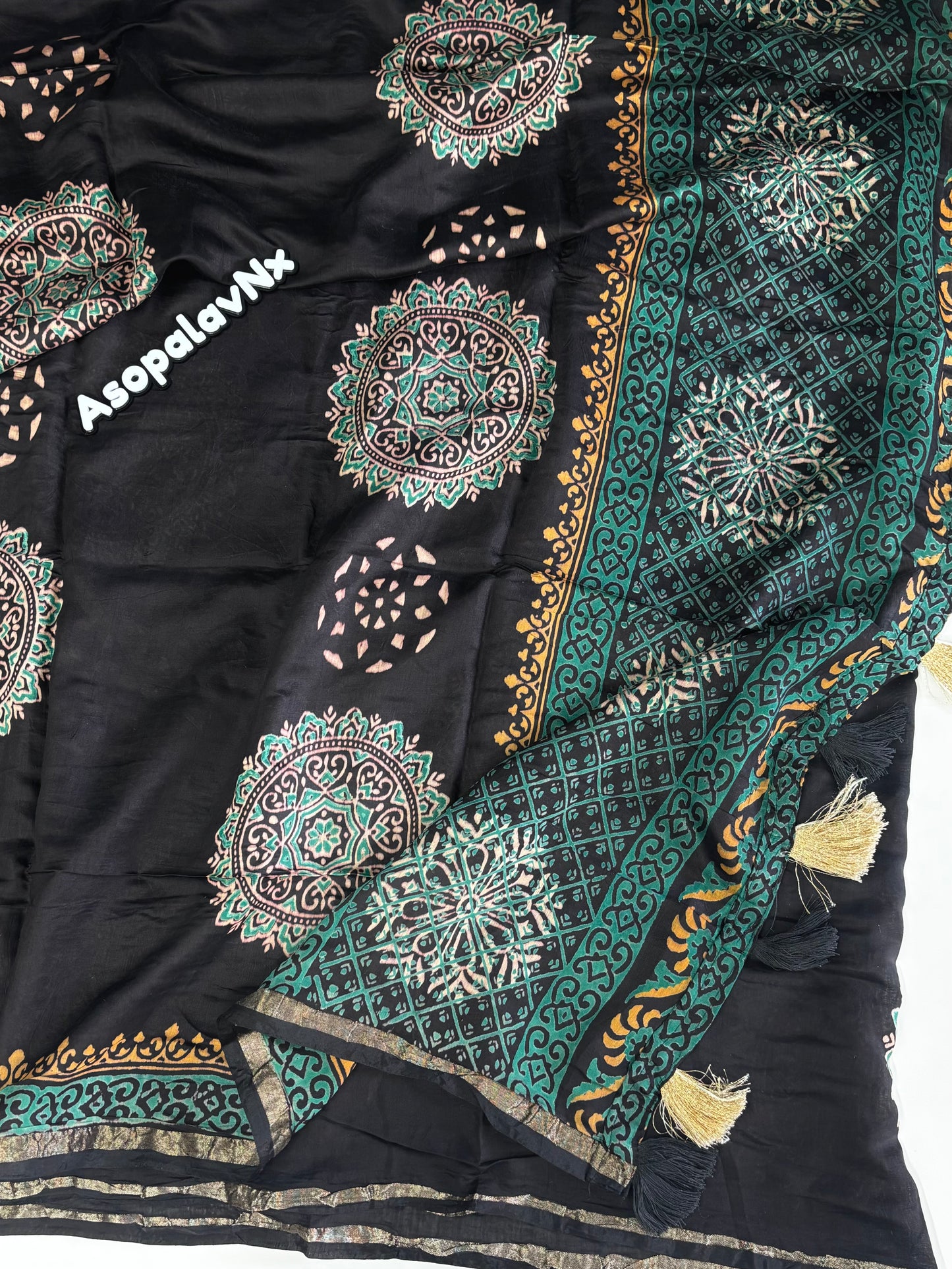Chanderi Cotton Ajrakh print saree