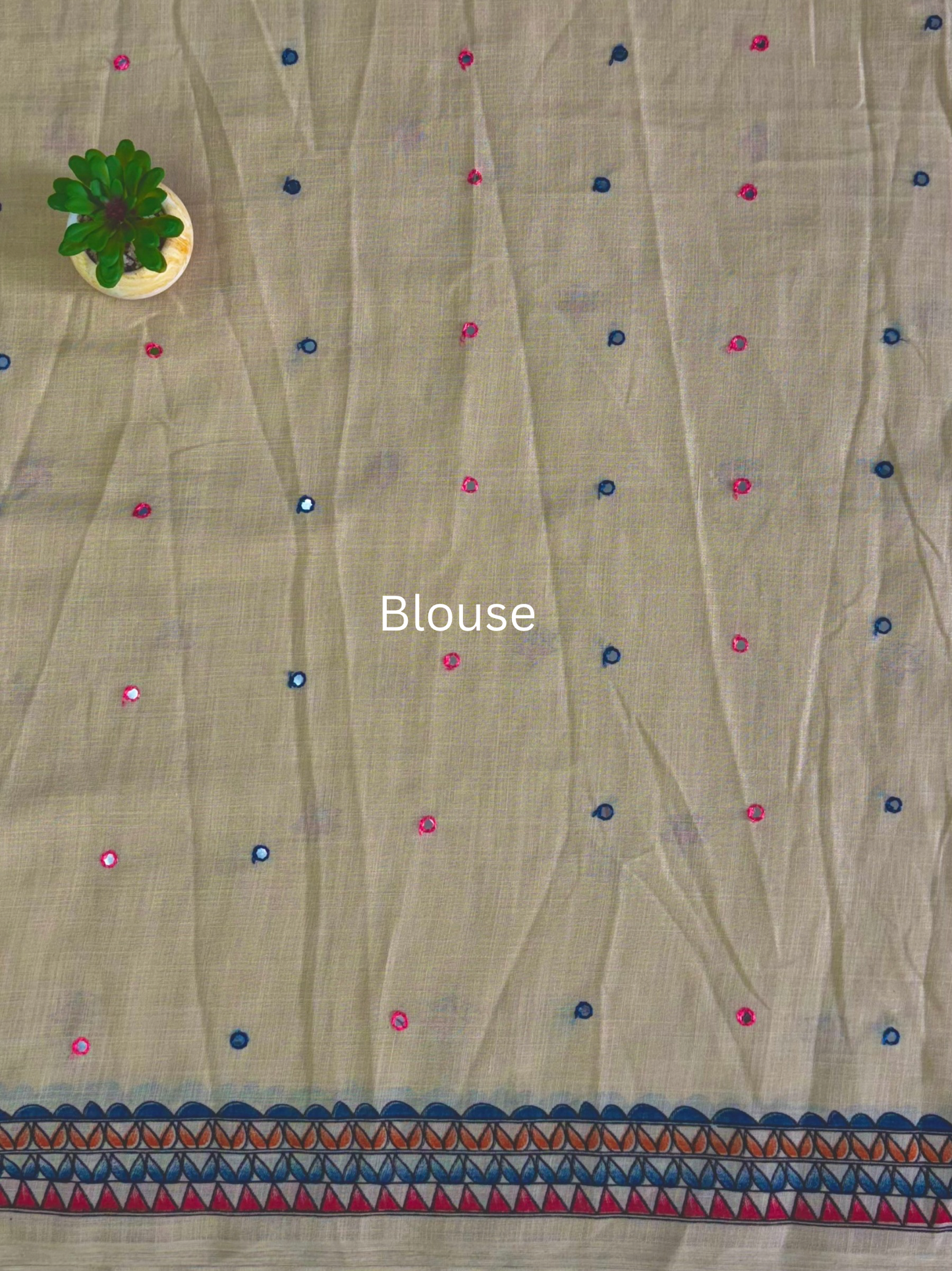 Traditional Madhubani Print Linen Saree