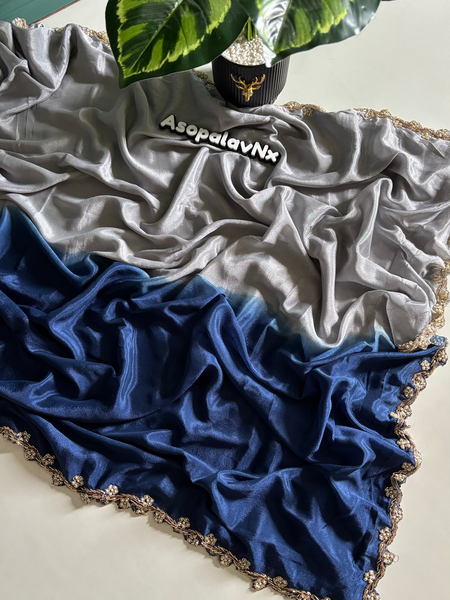 Soft Chinnon handwork saree