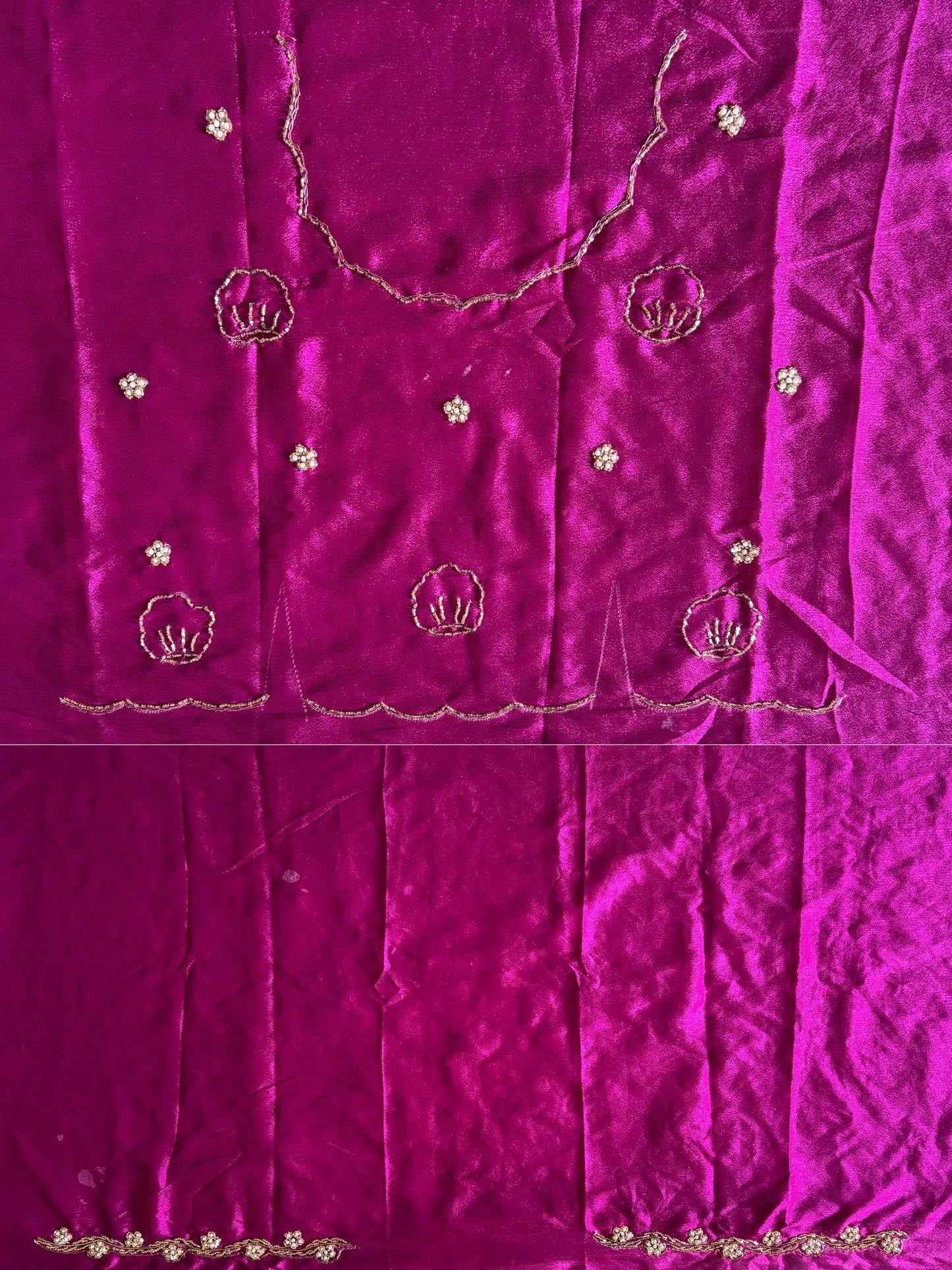 Soft Chinnon handwork saree