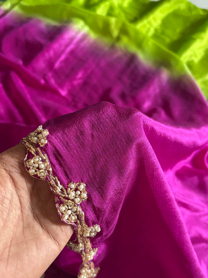 Soft Chinnon handwork saree