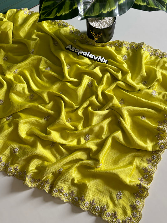 Pure Crape Chinon saree